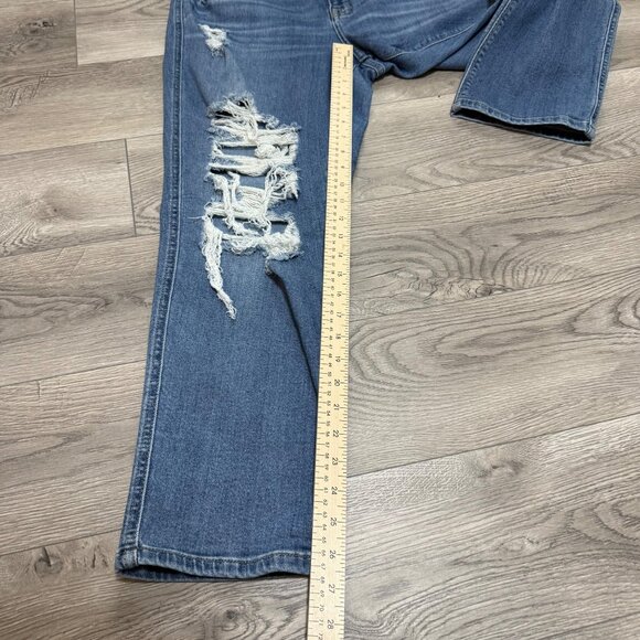 Studio Blue Distressed Ankle Jeans Straight Leg Ripped Up Womens Size 31 Denim - Picture 8 of 14